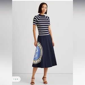 Lauren Ralph Lauren black label logo A-line canvas skirt size 6